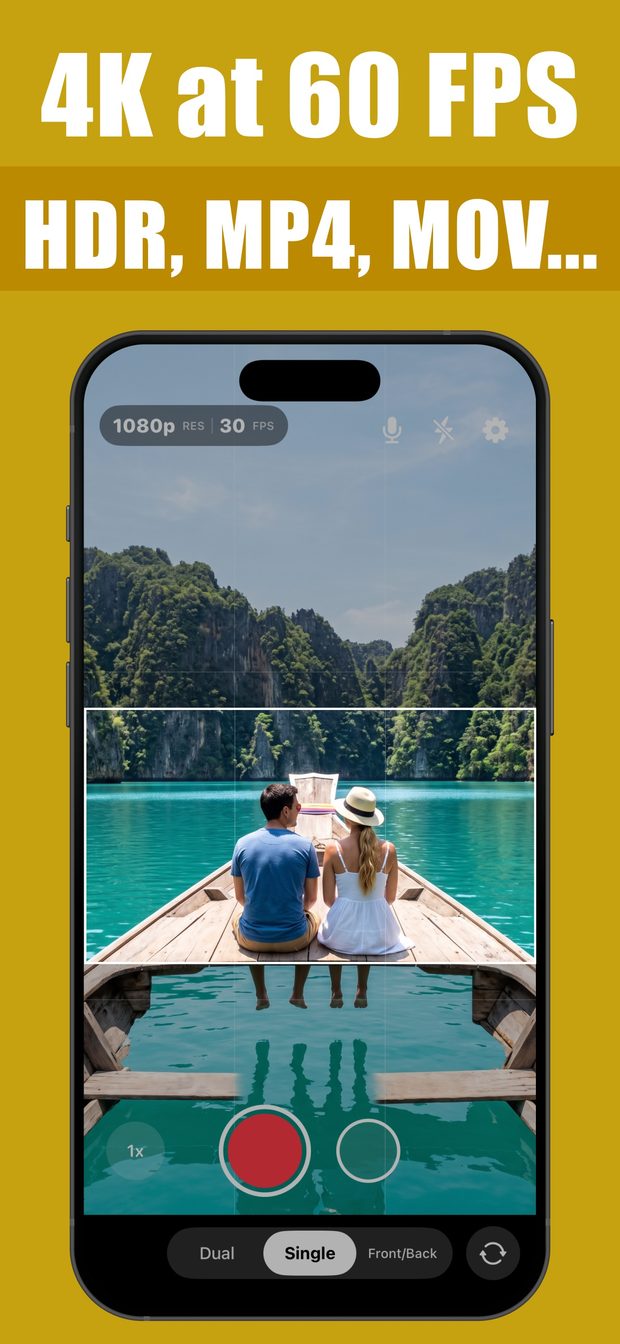 Single mode with the on-screen 16:9 crop guide marking which part of the vertical frame the wide file will keep